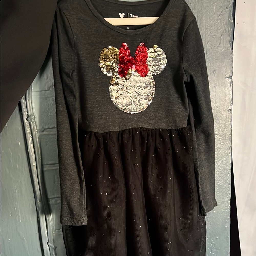 Disney Minnie Mouse Gray and Black Kids Dress